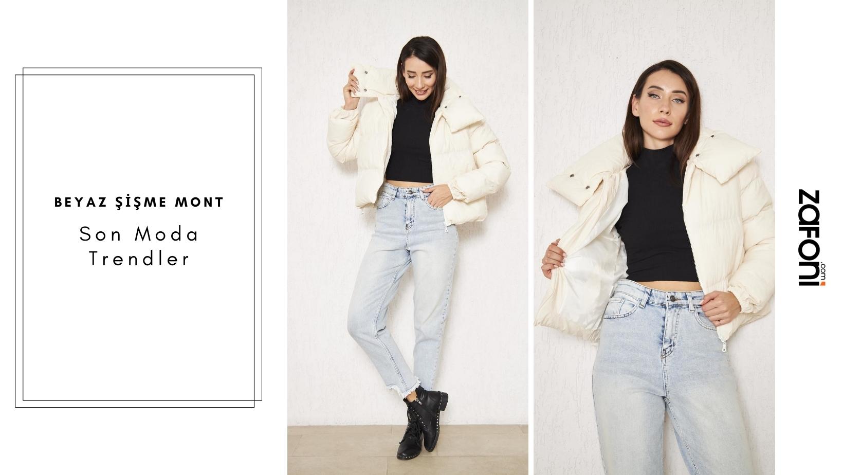 beyaz şişme mont