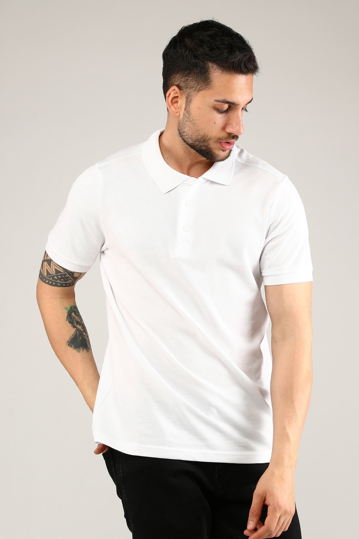Uniprom Polo Yaka Tişört %100 Pamuk Beyaz Erkek